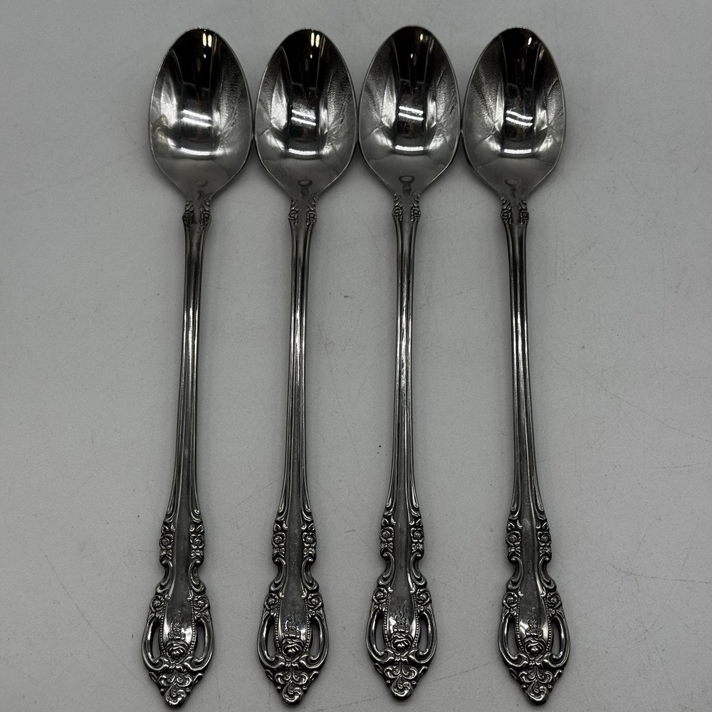 Lot of 4 Oneida Community BRAHMS Stainless Steel Iced Tea Spoons Flatware